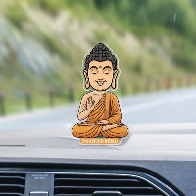(Positive Mind) Buddha Bobblehead Caricature Solar Powered Moving Head for Living Room Car Dashboard Home Decor Office Desk & Yoga Room Motivational Desk Decor Positive Vibes